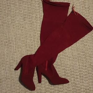 Red, Thigh high boots